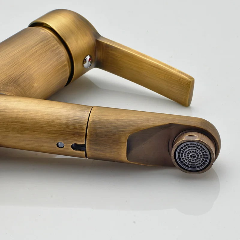 Матовый Золотой квадратный кран для ванной комнаты с ручкой раковины латунный