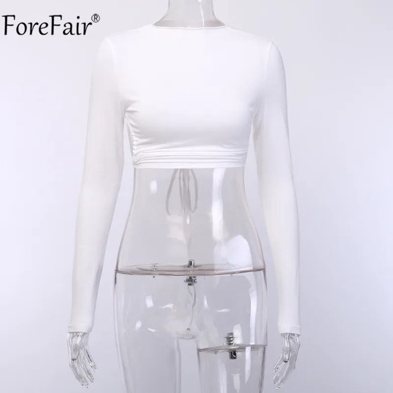 Женский укороченный Топ с длинным рукавом и высоким воротником | Женская одежда