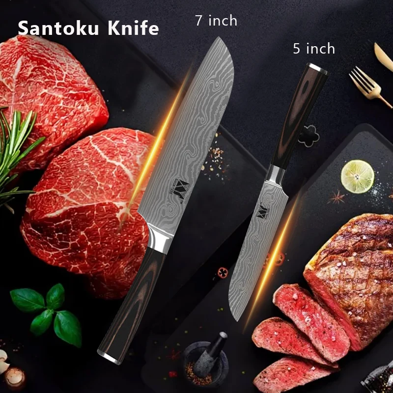 Набор кухонных ножей из 6 предметов Высокоуглеродистый кухонный нож нержавеющей