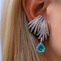 missvikki luxury double claws stud earrings trendy cubic zircon indian gold earrings for women wedding engagement jewelry gift