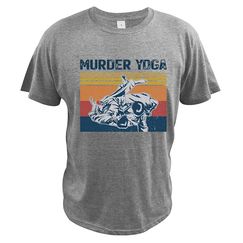 

Funny Murder-Yoga T-Shirt Vintage Brazilian Jiu Jitsu Crew Neck Short Sleeve Gifts Funky Retro T Shirt