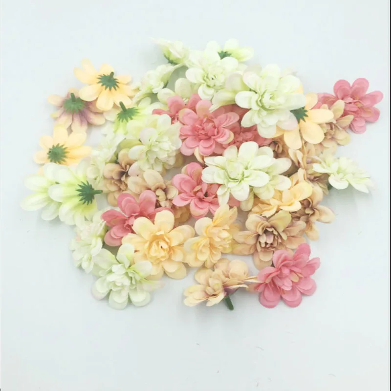 10 шт./лот 6 см шелк ретро ромашка искусственный цветок голова Свадебные украшения