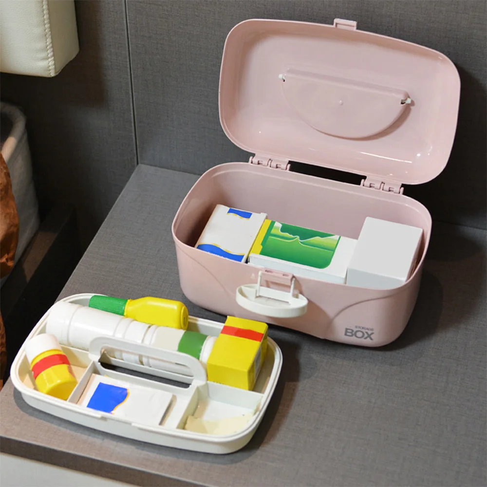 

1PC Medicine Storage Box Plastic Multi Layer Large Capacity Storage Organizer Cosmetic Storage Case for Home Student Dormitory