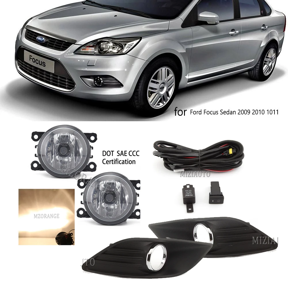 

2pcs Fog Light Fog Lamp Cover Grill for Ford Focus 2 MK2 2009 2010 2011 Black Front Bumper Headlights Wire Car Accessories