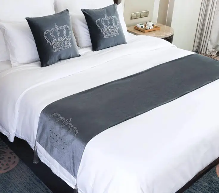 Корона дизайнерские покрывала 45 см ширина кровать бегун роскошное покрывало