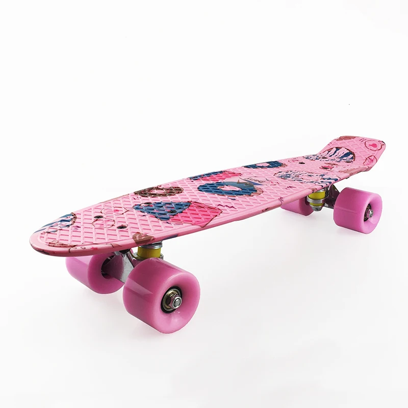 

22'' Surf Skate Board Mini Cruiser Penny Board Pink Cartoon Graphic Children Complete Ready To Ride Skateboard Toy Scooter