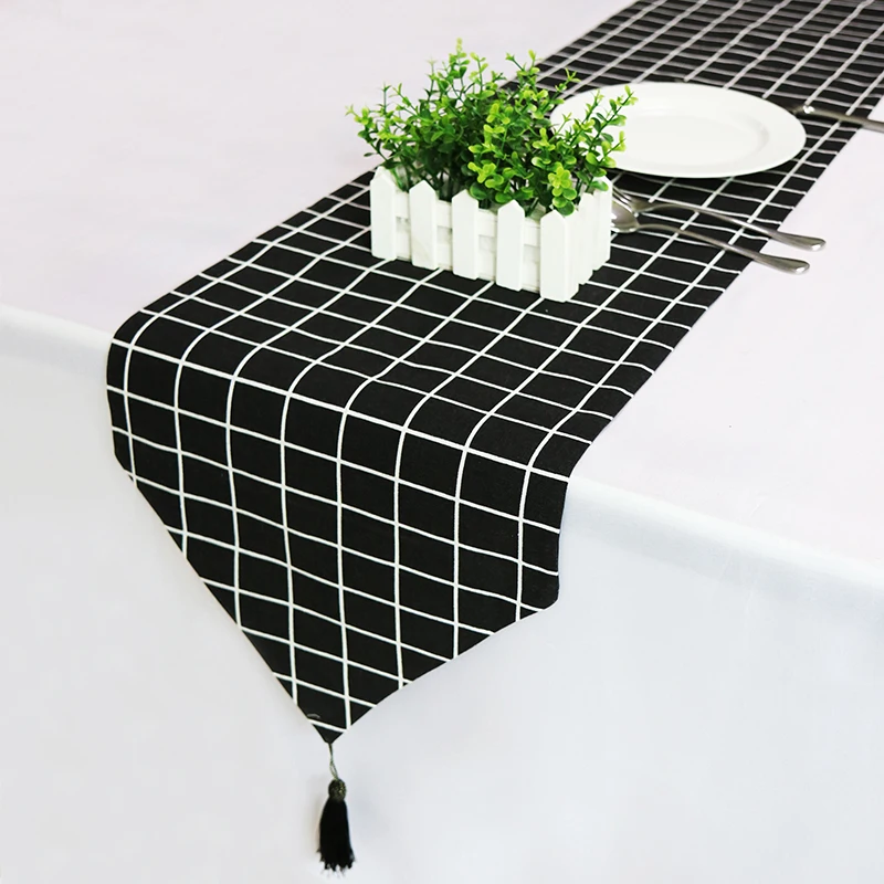 

33cm*180/210/250cm 3Size Table runner Modern Striped Chirstmas party wedding Decor crafts Linen cotton Table Runner