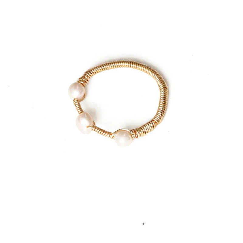 

2021 New Handmade Nature Pearl Rings for Elegant Women Creative Geometric Party Accessories Fine Jewelry Gifts