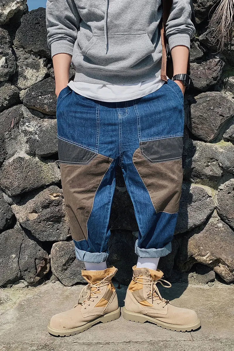 

2020 Spring And Autumn New Youth Fashion Micro-span American Color Matching Loose Jeans Fashion Casual Plus Size Harem Pants