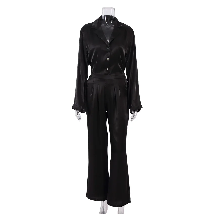 

Women's Tracksuit Summer Green Two Piece Sets Women Autumn Sets Of Elegant Long Sleeve Top And High Waist Pants Female Pant Suit