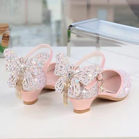 childrens princess shoes girls sandals high heels dress up shoes kids spring and summer girl shoes butterfly sequin sandals