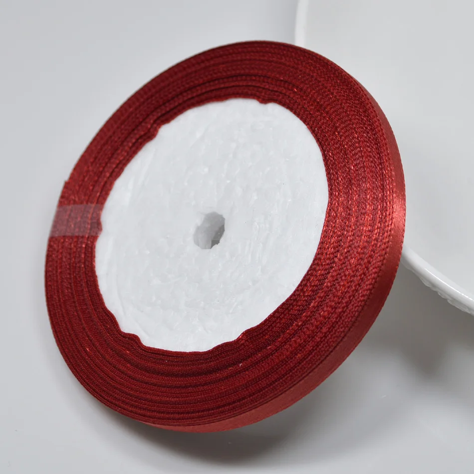 No 33 Burgundy 6 мм 1 см 1,5 см 2 см 2,5 см 4 5 см атласными лентами DIY искусственный шелк розы Ремесла поставок швейной фурнитуры Скрапбукинг Материал - Цвет: No 33 Burgundy