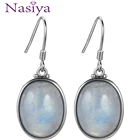 Серьги из серебра 925 пробы 10x14 мм, большие овальные Элегантные Простые Подвесные серьги с натуральным лунным камнем, оптовая продажа, часть для помолвки