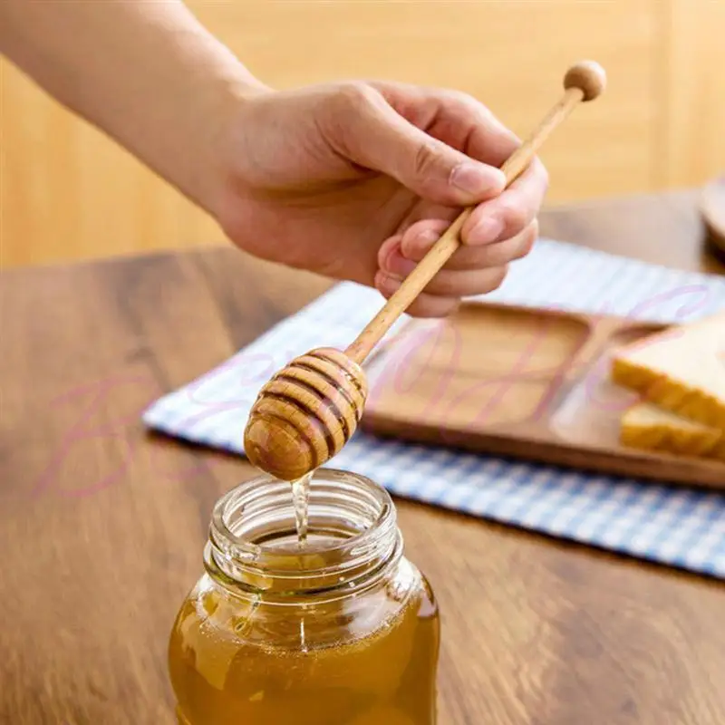 

5pcs Honey Dipper Practical Wooden Syrup Dipper Honey Stick Honey Spoon