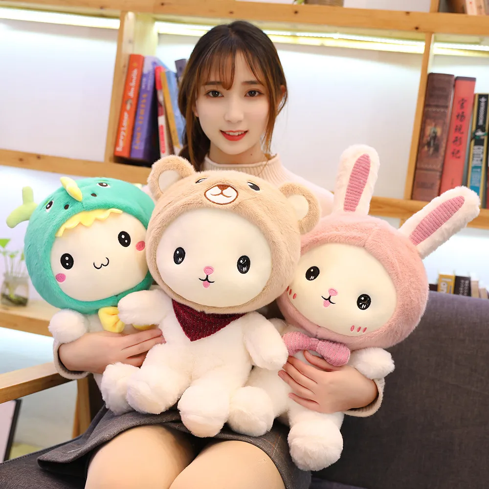 New Huggable 1pc 25-60cm Super Kawaii Rabbit Plush Toys Cute Shark Bear Stuffed Soft Accompany Pillow Kids Birthday Gift Dolls | Игрушки и