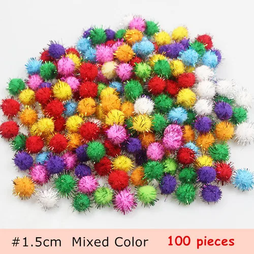BS97-1.5cm-100pcs 1 1,5 2 2,5 3 см большой средний маленький цветной шерстяной шар для мальчиков и девочек Игрушки для детского сада ручной работы материалы плюшевая палочка помпоны BS94 - Цвет: BS97-1.5cm-100pcs