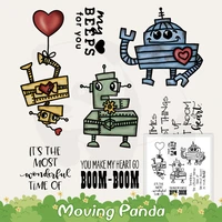 robot clear stamps and metal cutting dies for diy dies scrapbook photo album decoration paper card craft making knife dies