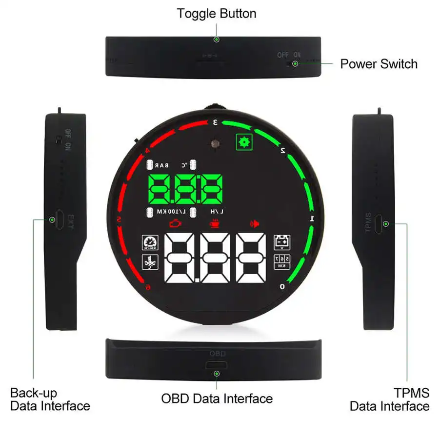 Автомобильный HUD телефон Bluetooth дисплей цветной OBD II сканер скорость охлаждающей