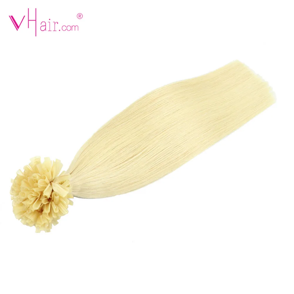 VHair Remy осветлённые волосы на кератиновых пластинах Бонд Пряди человеческих волос