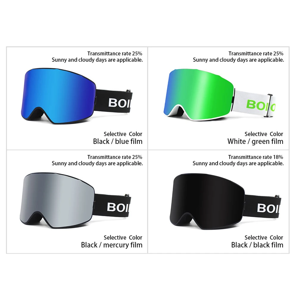 

4COLOR Ski Goggles Anti-Fog Lens Winter Snow OTG Goggles Adjustable Band for Men and Women
