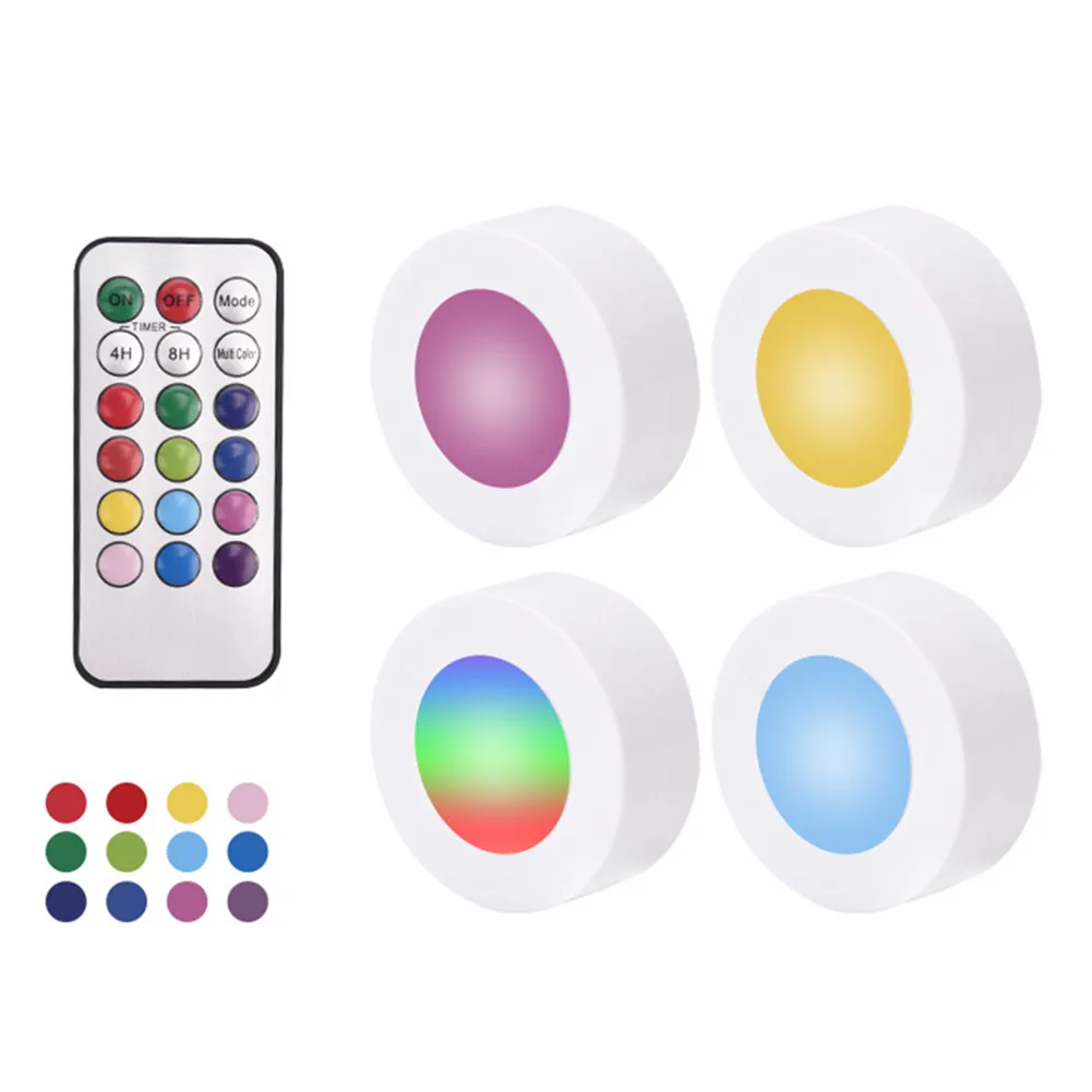 

4 шт. подсветсветильник для шкафа s RGB с дистанционным управлением светодиодная подсветка s 12 цветов сенсорный диммер подсветка полка кухонн...
