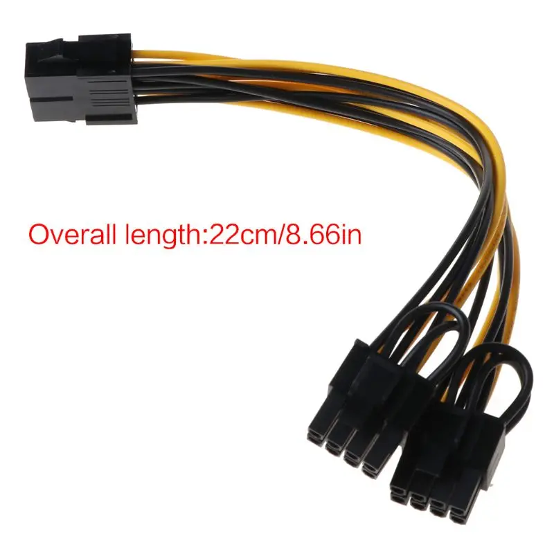 

CPU 8-Pin To Double PCI-E 8-Pin (6P+2P) Splitter Cable Power Supply Cord 25cm