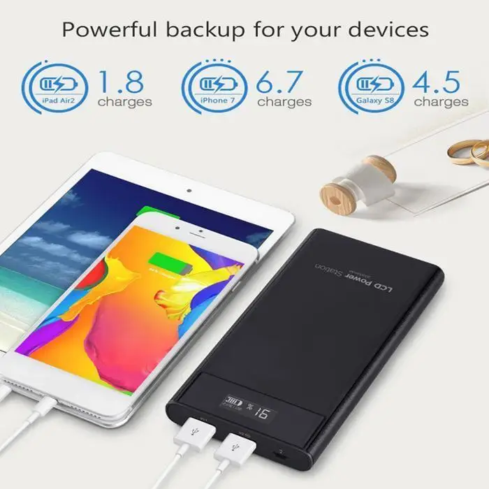 20000 мАч портативный Банк питания двойной USB универсальный мобильный внешний