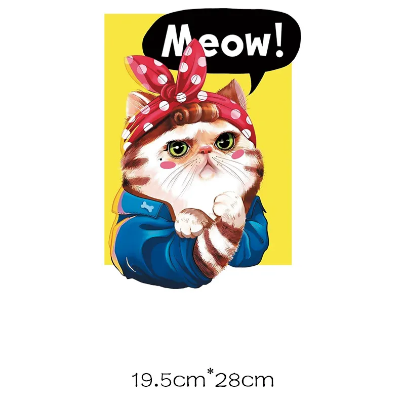 Meow милые Полосы Кошки термо-Стикеры для одежды на одежде применение одного термочувствительного патча приклеенные железные частички для одежды цветок