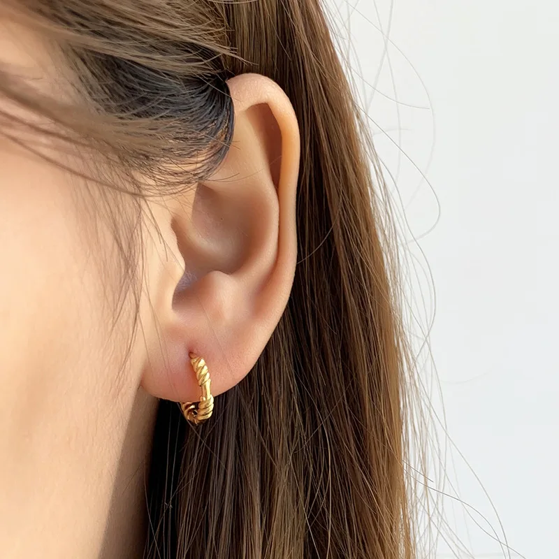 

Twisted Winding Design Round Hoop Earrings Elegant Stud Earrings Women 925 Sterling Silver Gold Earrings Gift for Ladies Girls