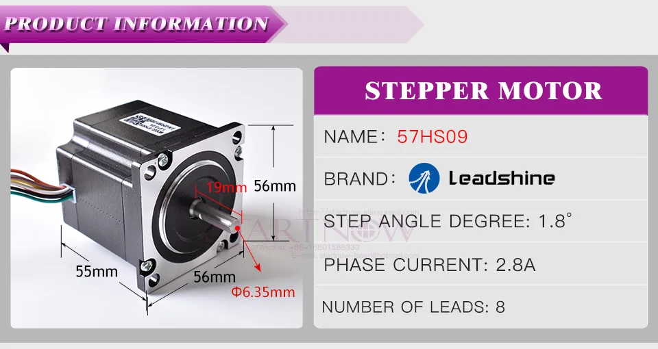 Leadshine 2-фазный шаговый двигатель 57HS09 для NEMA23