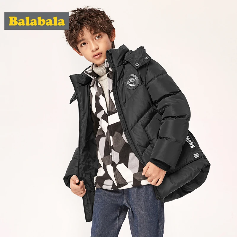 Детский длинный пуховик для мальчиков зимняя одежда больших модная теплая