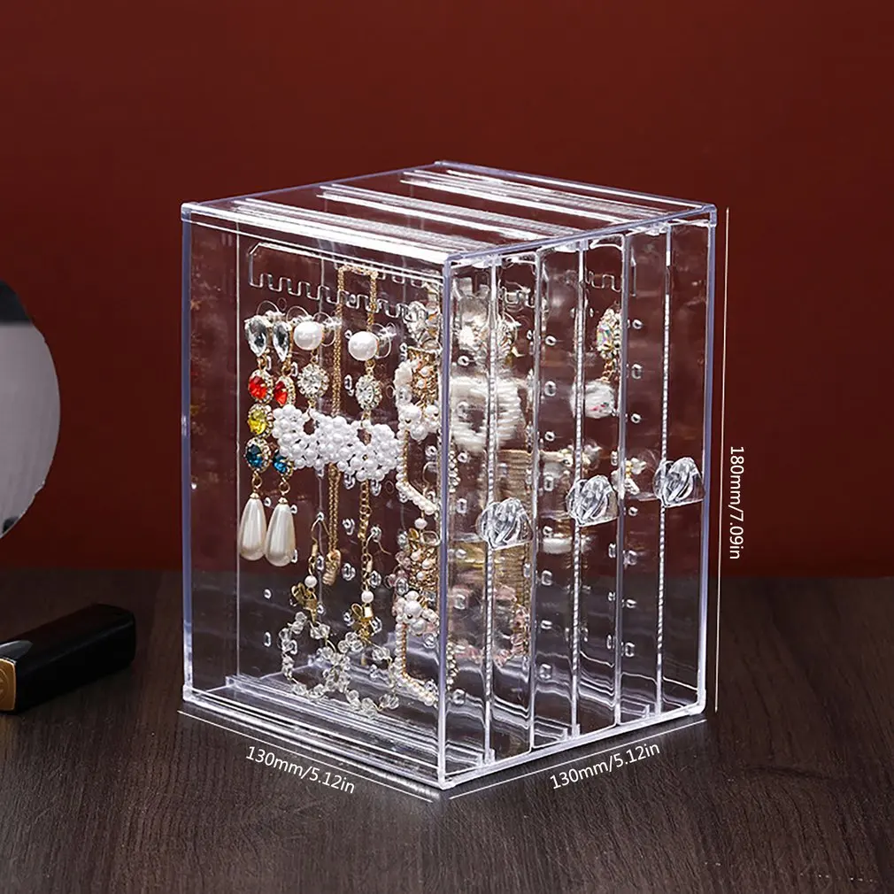 

Multifunctional Earrings Transparent Storage Box Home Jewelry Necklace Jewelry Dustproof Storage Rack Jewelry Display rack