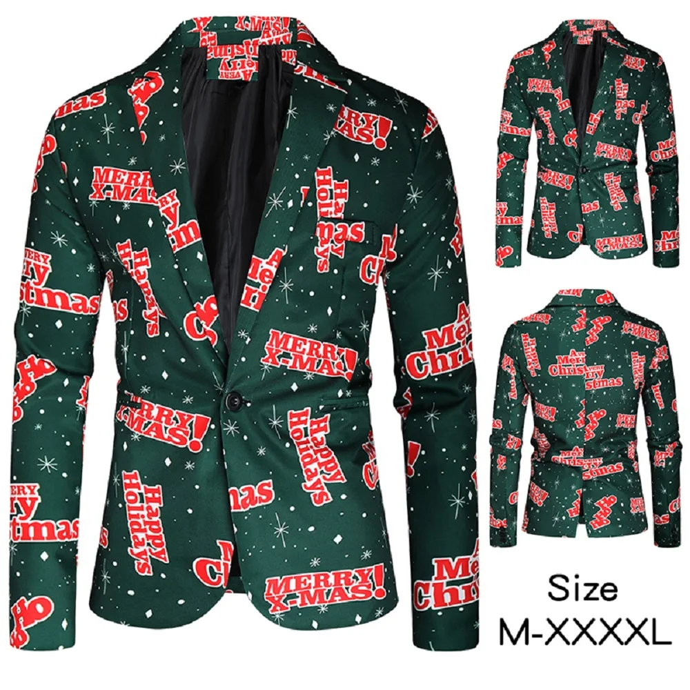 

Blazer Men 2020 Autumn and Winter New Fashion Trends for Men 3D Printed Single Breasted Slimming Christmas Men's Casual Suit