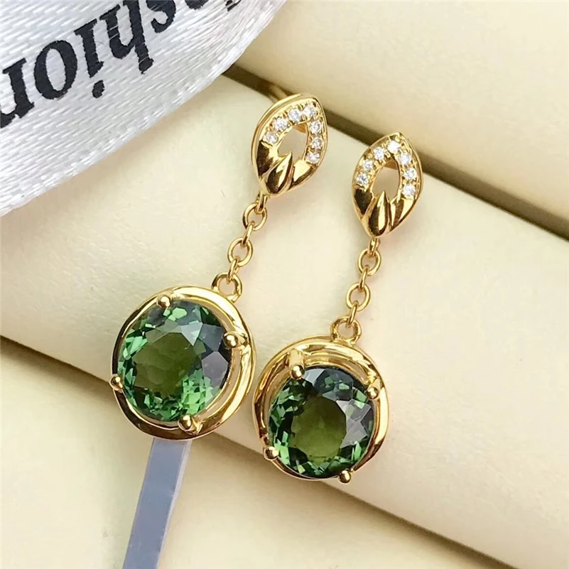 

14K Gold color Drop Earring for Women Fine Aretes Mujer Oorbellen Jewelry Bizuteria Natural Emerald Gemstone Orecchini Kolczyki