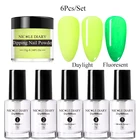 Флуоресцентная пудра NICOLE DIARY для ногтей, блестящий светящийся в темноте неоновый пигмент, пыль, хром, украшение для дизайна ногтей, 6 шт.компл.