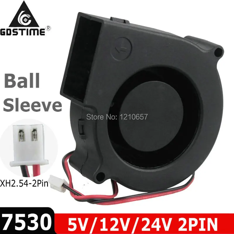 1 шт. Gdstime 7530 DC 5 в 12 В 24 В 2Pin двойная Втулка с отверстиями для шариков подшипник 75 мм 75x30 мм компьютер PC бесщеточный центробежный вентилятор охлаждения