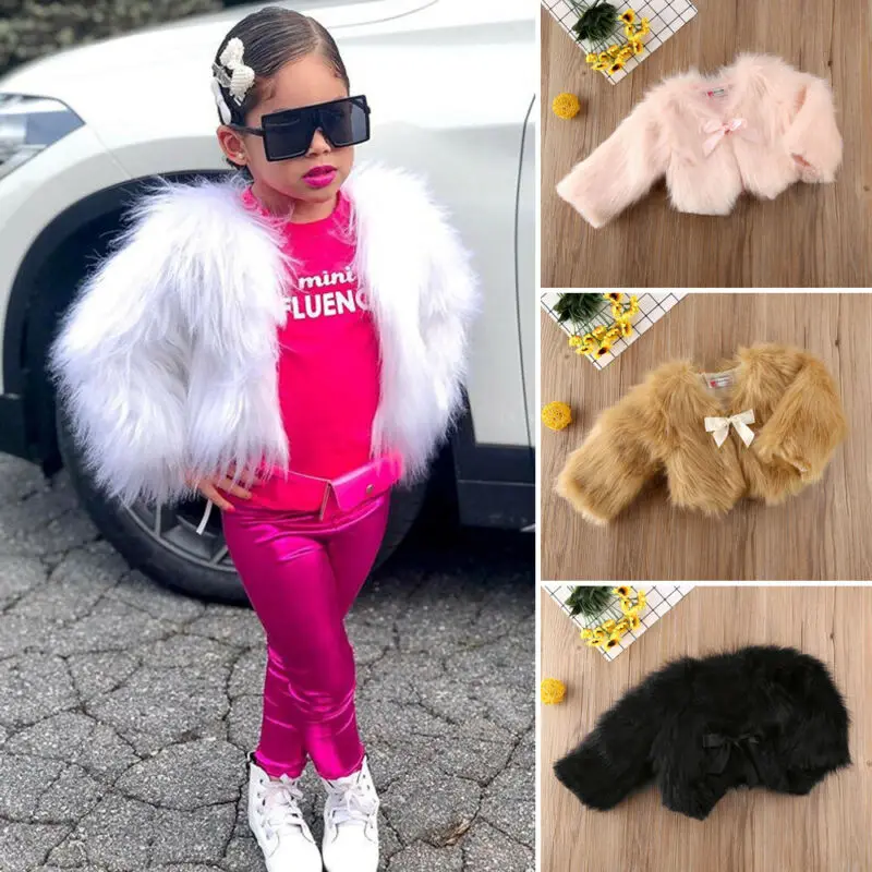 Жилет из искусственного меха для девочек теплая зимняя куртка детей От 1 до 6