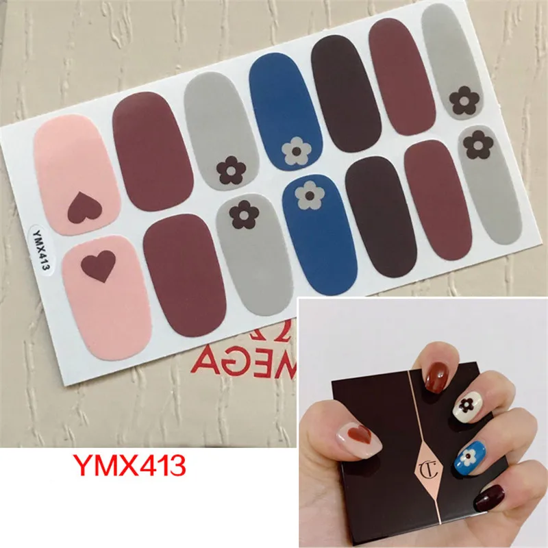 14 подсказок/Лист Модный Полный Чехол лак для ногтей Обертывания клейкие наклейки