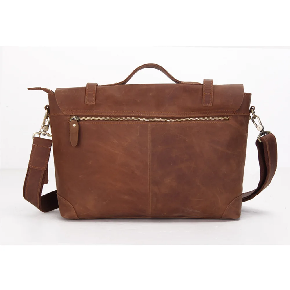 Мужской портфель из 100% натуральной кожи в стиле ретро сумка-мессенджер Крейзи