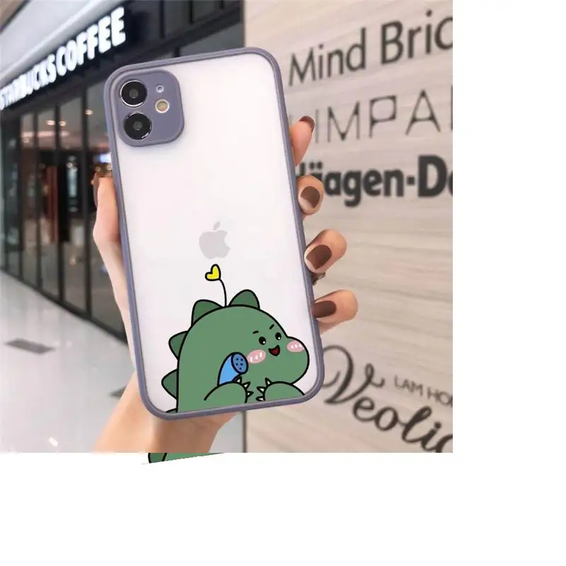 

Cute little dinosaur Phone Cases Matte For iPhone 12 Mini 11 Pro XR XS Max 7 8 Plus X Hard PC Back Cover