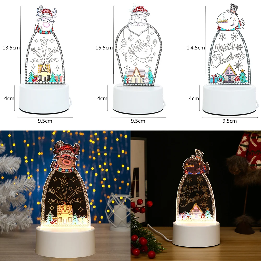 

5D Led Light Pad Snowman Diamond Embroidery DIY Special shaped Diamond Painting Acrylic Home Decor Christmas Night Light Lamp