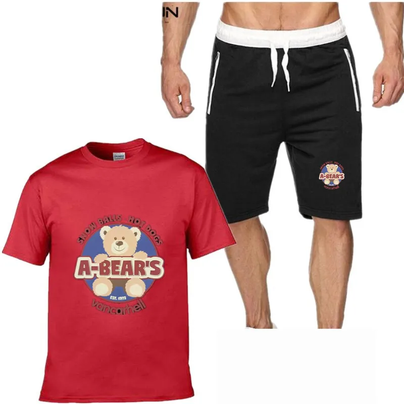 

Men's T-shirt + Shorts Set Summer Breathable Casual T shirt Running Set Fashion Harajuku Printed Male Sport Suit 2021 New