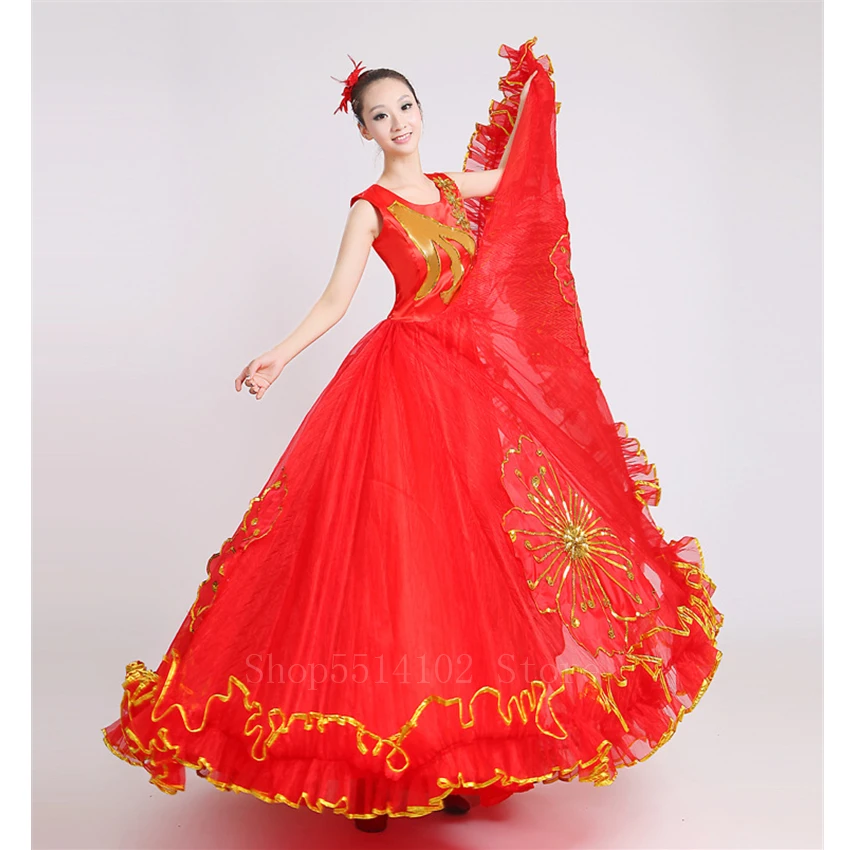 Женский костюм фламенко для танца живота длинные газовые Платья с цветочным