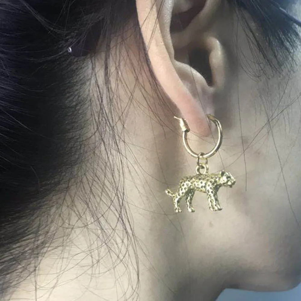 Европейские стереоскопические трендовые милые леопардовые серьги кольца с