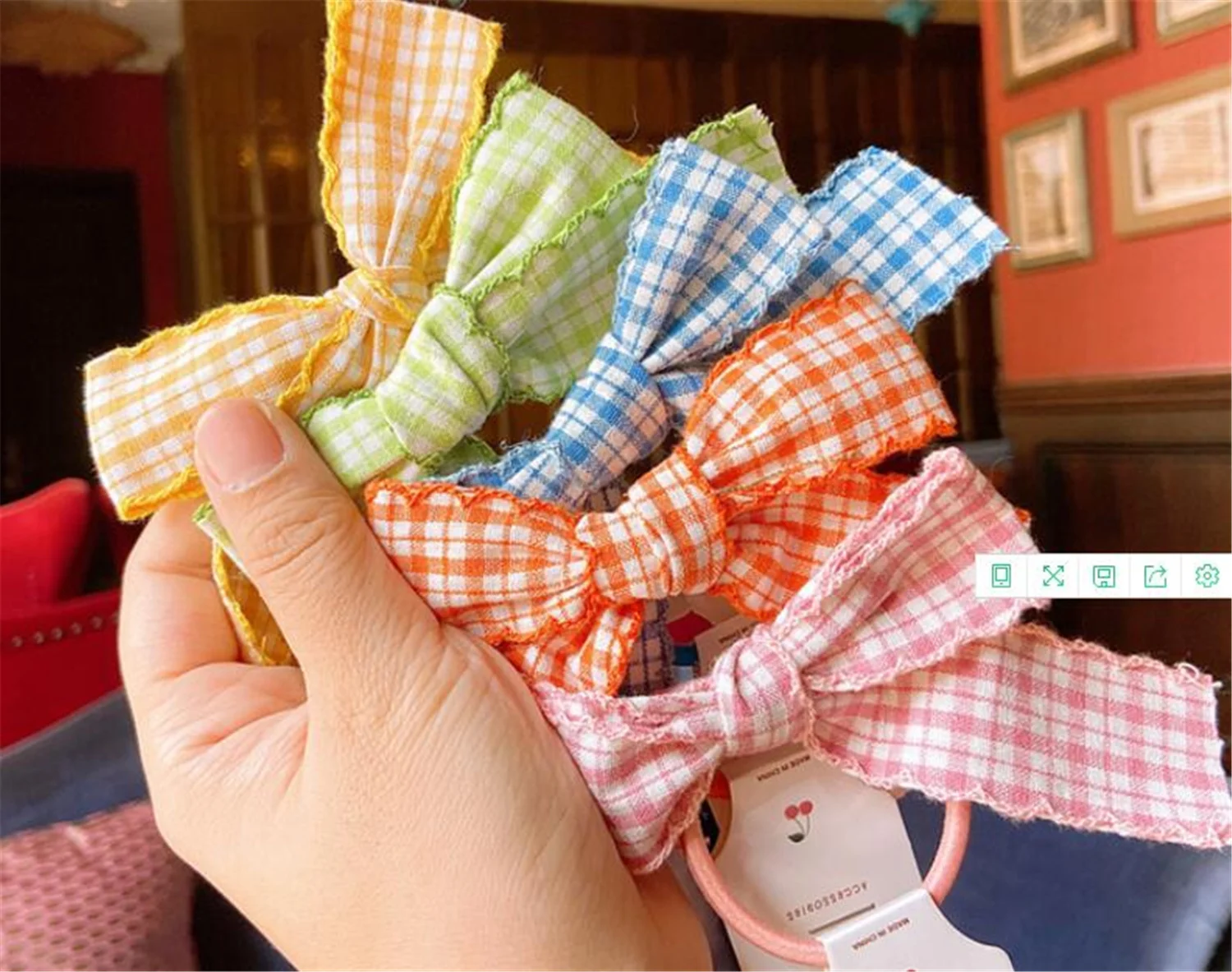 

New Korean Simple Parent-child Lattice Fabric Bow Rubber Band Hair Rope Fashion Sweet Girl Students Ponytail Hair Accessories