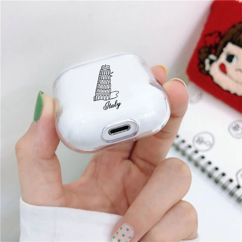 

Romantic World Famous Building Eiffel Tower Hard Cute Bluetooth Headphone Case Simple Pattern Moscow Paris London Symbol Sign