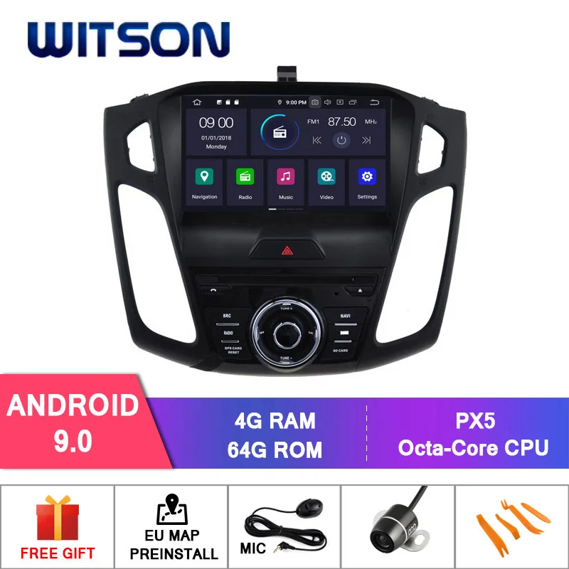 WITSON Android 9,0 Восьмиядерный(Восьмиядерный) 4G ram автомобильный dvd-плеер gps для Ford focus Автомобильная навигационная система gps " автомобильный DVD