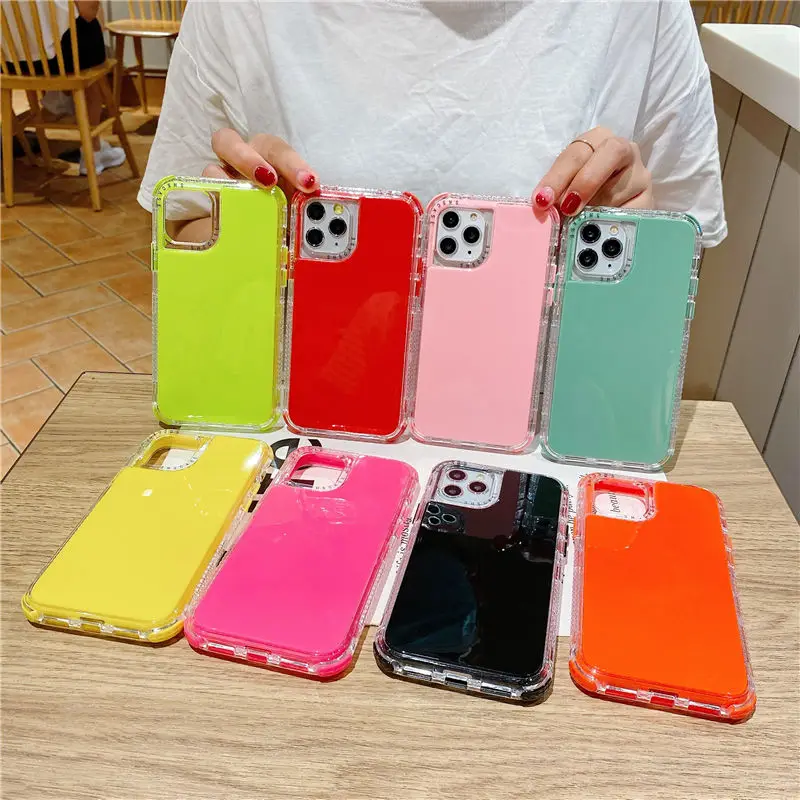 

Candy Solid Color Glossy Phone Case for iPhone 11 11Pro Max Xsmax Xr X 7 8plus SE2020 Shockproof Bumper Clear Soft Tpu Cover