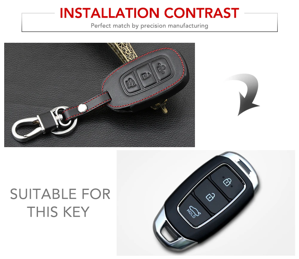 Горячая Распродажа кожаный чехол для ключа автомобиля Hyundai Santa Fe TM 2019 I30 2018 Solaris Azera