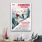 Винтажный постер для путешествий, ностальгия, лыжи, Chamonix Mont Blanc, художественный плакат на холсте, декор для стен гостиной, дома